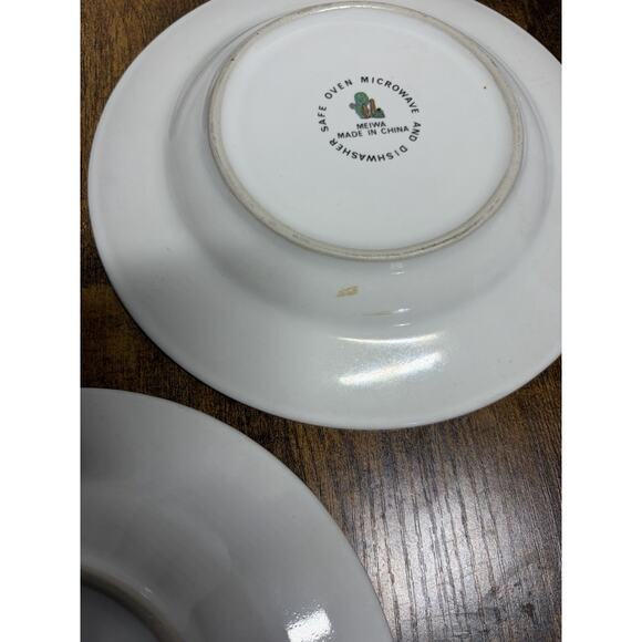 5 MEIWA Southwest CACTUS Green/Orange DESERT SCENE 8" SIDE SALAD PLATES Set Rare - Picture 5 of 7